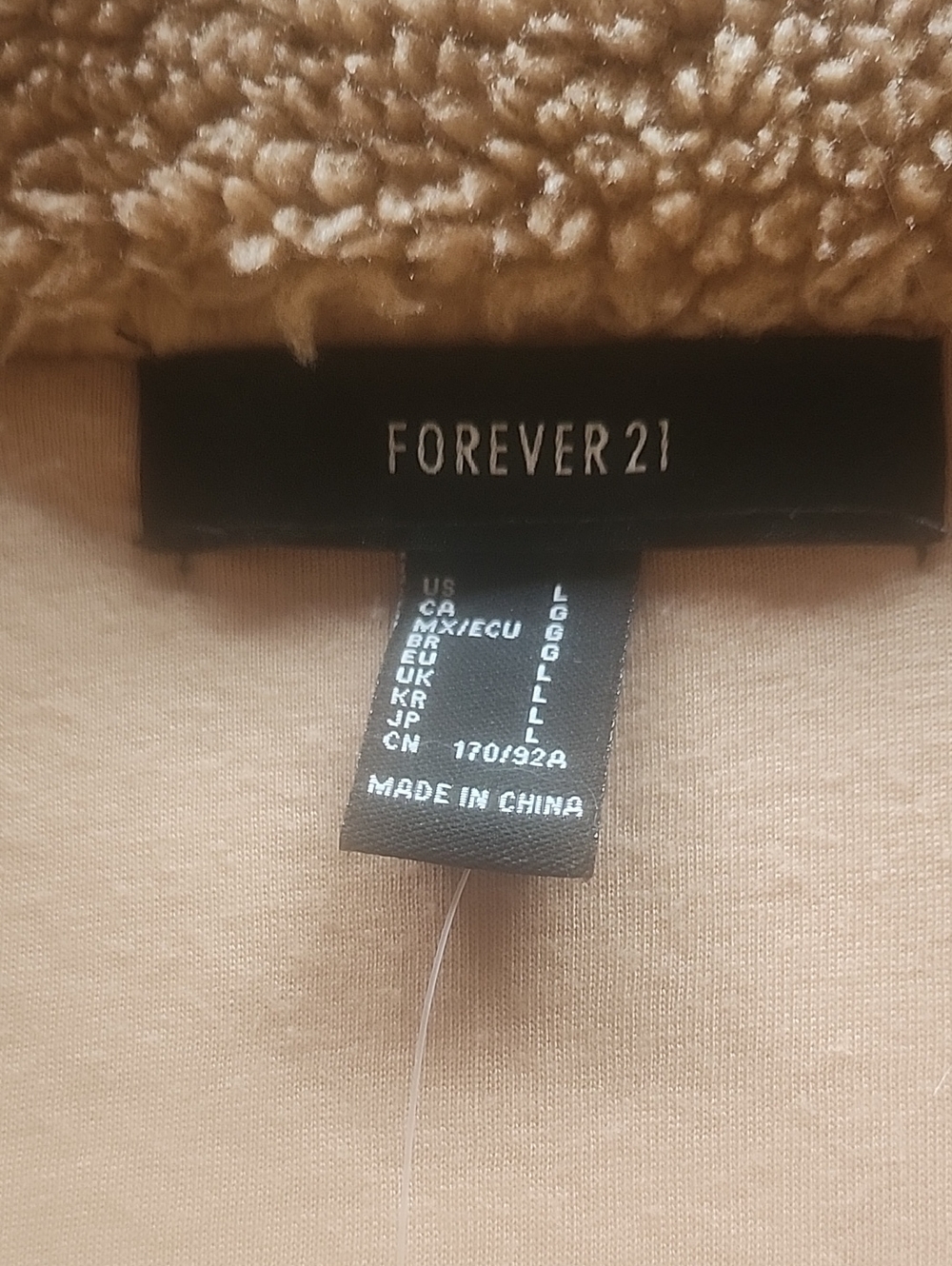 Forever 21 Tan Sherpa Teddy Shacket Like New Size L Oversized - Picture 9 of 13